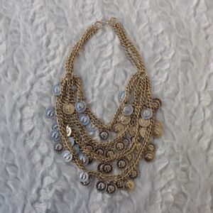 VINTAGE 1970S CHAIN LAYER COIN STATEMENT NECKLACE